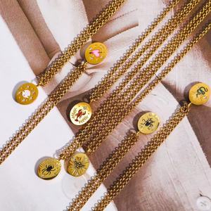 Stainless Steel 18k PVD Gold Plated Animal Pendant Necklace Hand-painted Drop <strong>Oil</strong> Pattern Fashion Jewelry Women - Product Image 5