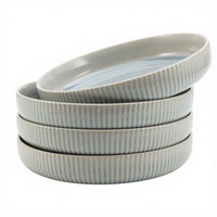 Ensemble de 4 bols à pâtes en porcelaine américains de 9 pouces, compatibles micro-ondes (42 oz), design moderne pour salades, soupes et occasions spéciales
