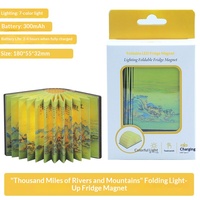 Aimant de réfrigérateur en papier pliable en forme d'éventail JIATAO, lumière LED lumineuse, motif personnalisé, lampe de lecture, petite veilleuse, ornements créatifs