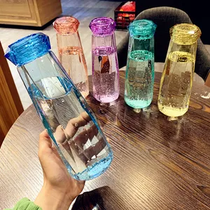 YIDING Promozionale Chiaro Diamante Bottiglia di Acqua di Vetro Creativo Personalizzato di Alta Qualità di Vetro Colorato Bottiglia di Acqua Bambini