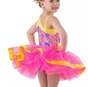 Gaun dansa anak perempuan gaun tutu sekolah dansa payet merah muda gaun pesta balet panggung dewasa kostum dansa anak kamisol - Product Image 5