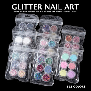 6 pièces/ensemble, poudre à paillettes pour ongles de 32 g, 192 couleurs, forme de diamant, paillettes holographiques métalliques, certifiées MSDS, décoration pour ongles - Product Image 2