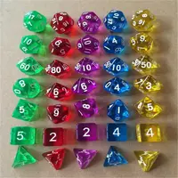 5色ロット混合色D10 DDG用RPG用10面宝石透明ダイス10ダイスプレイゲームのセット