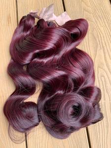 Cheveux humains vietnamiens de bonne qualité, couleur rouge vin, ondulation profonde lâche, 22 pouces, avec closure en dentelle HD 5x5, vente en gros - Product Image 3