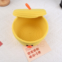 Panier de rangement en corde de coton personnalisé, tissé, mignon, jaune, en forme de canard, pour Pâques, pour ranger des collations, des jouets, des cadeaux divers