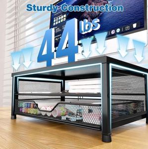 Desk Organizer and <b>Accessories</b> <b>Computer</b> Monitor Stand Riser with Drawer and 2 Pen Holders - Product Image 5