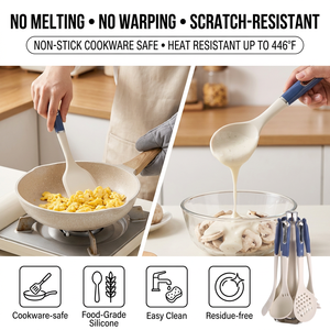 <b>Silicone</b> Kitchen Utensils Spatula Soup Ladle Cooking <b>Tools</b> Kitchenware Durable Kitchen Utensil Set with Stand - Product Image 3