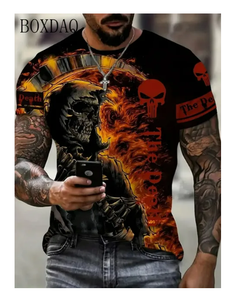Horror Death Skull hombres Camisetas manga corta al por mayor estampado <span class=keywords><strong>Terror</strong></span> Hip Hop Camiseta cuello redondo verano Tops ropa hombres camisetas - Product Image 4