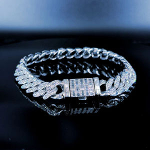 Pulsera de Cadena de Plata de Ley 925 Premium con Moissanita y Piedras VVS, Joyería de Lujo para Hombre y Mujer - Product Image 3