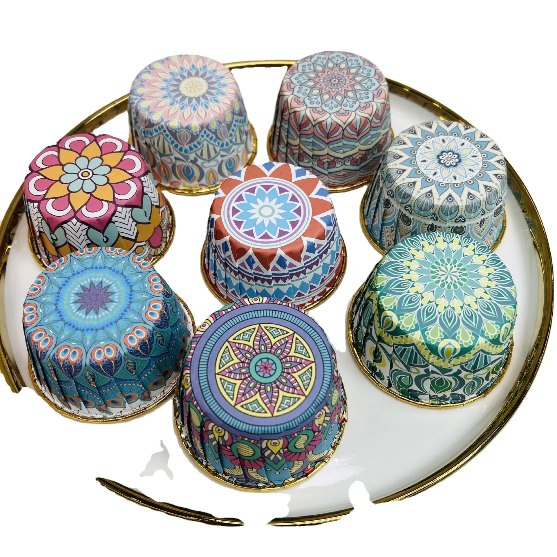 Bohemian phong cách Baking cup cupcake nhôm lá bánh cup dùng một lần bánh khuôn