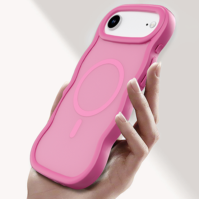 Hot Sale Cute Pink Wavy Edge Magnetic Phone Case for iPhone 17 Shockproof Protective Cover