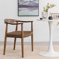 Chaise de salle à manger présidentielle nordique en bois massif avec tressage en corde, fauteuil de loisirs de style japonais pour la maison, le bureau et la salle de thé