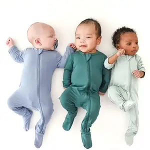 蹒跚学步竹编拉链婴儿竹制睡衣婴儿服装