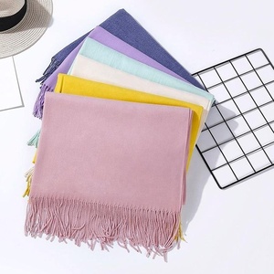 Khăn choàng len cashmere màu trơn dài ấm áp thời trang nữ mùa đông - Product Image 5