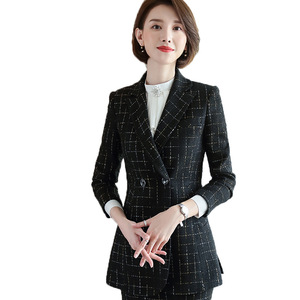 Costume de travail à carreaux pour <span class=keywords><strong>femme</strong></span>, jupe, costume, printemps, automne <span class=keywords><strong>2022</strong></span> - Product Image 2