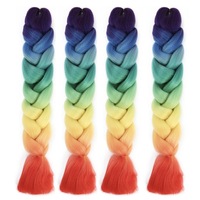 Extensions de cheveux synthétiques Yaki colorées de 24 pouces pour tresses jumbo, pré-étirées, en vrac, pour la vente en gros