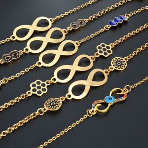 Pulsera al por Mayor de Acero Inoxidable 2022, Chapada en Oro de 18K, Religiosa, Ajustable, con Dije de Infinito - Product Image 1