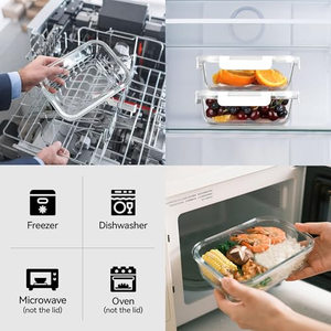 Conteneur alimentaire en verre borosilicate micro-ondable en gros avec couvercle à verrouillage pour boîte à lunch - Product Image 5