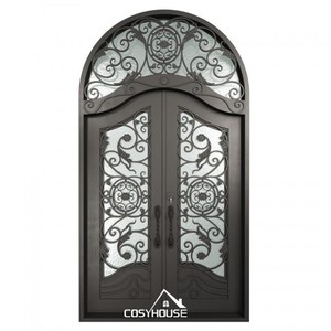 Portes d'entrée doubles en verre personnalisées de luxe décoratives à la main pour l'extérieur de la villa et de l'hôtel Conception finie antivol de l'entrée principale - Product Image 3