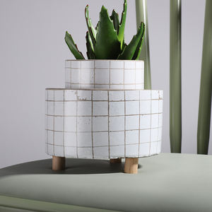 <span class=keywords><strong>Pot</strong></span> <span class=keywords><strong>de</strong></span> fleurs en ciment avec <span class=keywords><strong>pied</strong></span> en bois, <span class=keywords><strong>pot</strong></span> cylindrique, design unique, pour décoration <span class=keywords><strong>de</strong></span> jardin, plantes succulentes - Product Image 4