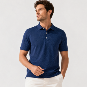 Chemises Polo Homme Manches Courtes Micro Points Premium Décontractées Personnalisables Logo Privé Fabricant Fournisseur OEM ODM - Product Image 2