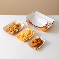 Barquettes en papier kraft écologiques recyclables en gros, sans PFAS, résistantes à la graisse, en forme de bateau, pour sushis et snacks, OEM en vrac