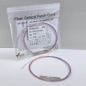 สายไฟเบอร์ออปติก FTTH คุณภาพดี 1x2 มินิ PLC Splitter พร้อมท่อเหล็ก 0.9 มม. ไม่มีคอนเนคเตอร์ Optical Mini PLC - Product Image 1
