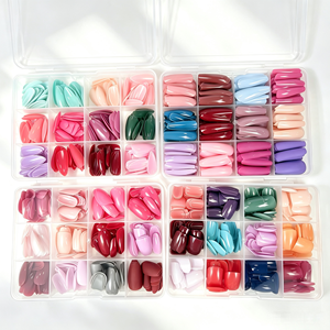 <span class=keywords><strong>Faux</strong></span> ongles à presser, assortiment <span class=keywords><strong>multicolore</strong></span>, formes variées, brillants, vente en gros, étiquette privée personnalisée - Product Image 1
