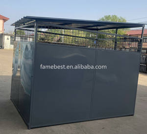 Gri Toz Boyalı Camlı Çevre Dostu Açık Hava Köpek Kulübeleri, Açılır Tavanlı ve Giyotin Kapılı - Product Image 4