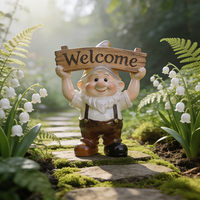 Offre Spéciale : Statuette de Nain de Jardin en Résine, Panneau de Bienvenue, Lumières Solaires Extérieures pour Décoration de Jardin