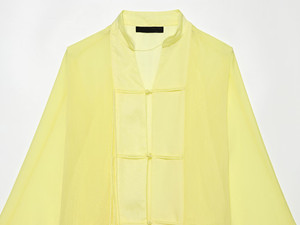 Chemisier drapé transparent à manches longues et nœuds décoratifs SHENZHU pour femme, nouvelle collection été 2026, référence 0340004 - Product Image 3