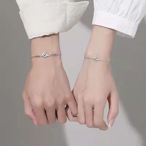Heart-Shaped Couple Bracelets Silver Plated Valentine's Day Gift Set For Lovers - Product Image 1