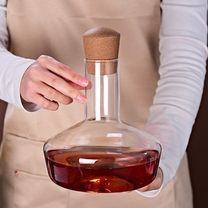 <span class=keywords><strong>Carafe</strong></span> à vin en verre transparent avec bouchon en liège naturel, sans plomb, pour vin rouge et whisky - Product Image 2