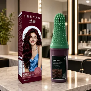 Crema de Tinte para el Cabello Personalizada OEM a Base de Plantas 200ml Calidad de Salón Color Borgoña Venta al Por Mayor - Product Image 1