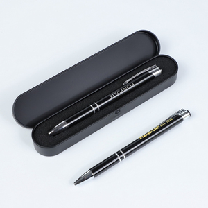 Ensemble cadeau promotionnel, logo personnalisé, stylo à bille en métal noir et or de haute qualité dans un étui en métal - Product Image 1