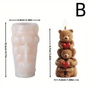 DIY Cartoon Bear Sculpting Mold Plush Bear Shaped Scented Candle Valentine'S Day Decor Model Making Kit - Product Image 4