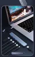 Hub USB de 7 Puertos Tipo C, Estación de Acoplamiento de Aleación de Aluminio con Interfaz Dual USB A para Computadora Portátil