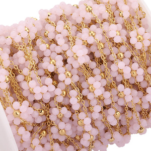 Crystal Flower Chain Beaded Chain Stainless Steel Glass Beads Electroplated <b>Braid</b> DIY Jewelry Making Necklace Bracelet - Product Image 5