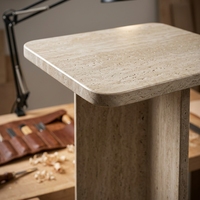 Table d'appoint en bois de style rustique, finition travertin de haute qualité, pour le café, le thé, le salon, la maison et la décoration de restaurant