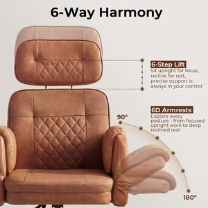 Vente directe usine Chaise de bureau de direction en cuir de luxe, pivotante et réglable en hauteur - Product Image 3