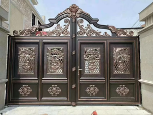 Puertas laterales de hierro forjado decorativas, accesorios de puerta de hierro forjado, último diseño de puerta <span class=keywords><strong>principal</strong></span> con rueda, abridor de puerta oscilante - Product Image 5