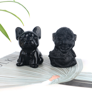 Vente en gros de sculptures d'animaux en pierre naturelle, cristaux de guérison, pierres précieuses de quartz, sculptures d'animaux en obsidienne pour cadeaux d'Halloween - Product Image 4