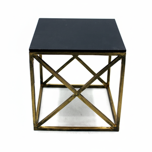 Mesa de Centro Cuadrada Elegante de MDF y Acero Plateado para Decoración de Exteriores, Mueble Decorativo Hecho a Mano para Sala de Estar - Product Image 3