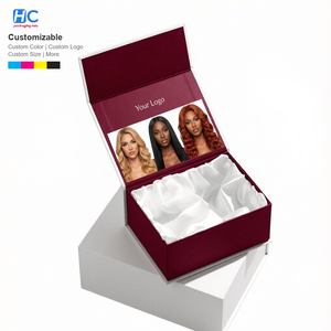 Caja de embalaje plegable ecológica al por mayor para pelucas, cajas personalizadas impresas para extensiones de cabello, caja de regalo de papel portátil y plegable para cabello - Product Image 2