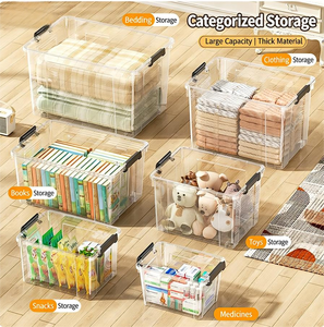 Boîte en plastique transparente personnalisable avec couvercle et roulettes pour la maison et le bureau – Grande vente - Product Image 1