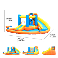 Château gonflable d'extérieur pour enfants avec toboggans et trampolines, utilisation domestique, installation facile, tissu Oxford 420D+840D, 5 personnes