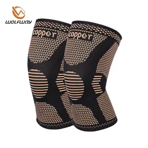 Fabriek Koperen Doordrenkte Nylon 3d Gebreide Jacquard Knie Compressie Mouw Ondersteuning Voor Workout