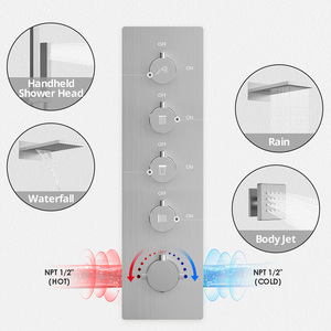 ระบบ<span class=keywords><strong>ฝักบัว</strong></span>เรนชาวเวอร์แบบติดเพดาน พร้อมสวิตช์เ<span class=keywords><strong>ปิด</strong></span>/<span class=keywords><strong>ปิด</strong></span> 6 ชิ้น หัวฉีดน้ำแบบสเปรย์ ขนาด 12 นิ้ว พร้อมไฟ LED ควบคุมอุณหภูมิแบบเทอร์โมสตัท สำหรับอาบน้ำแบบเต็มตัว - Product Image 4