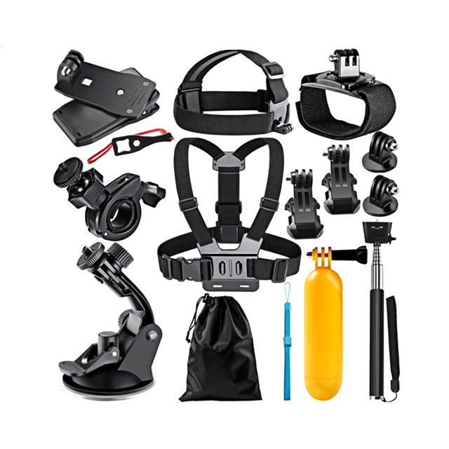 50 in 1 Complete Action Camera Accessories Kit Universal Mount Bracket Set With Head Strap Chest Strap Bike Clip Tripod