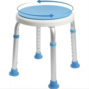 Rotating Shower <b>Stool</b> <b>Height</b> <b>Adjustable</b> Aluminum Alloy Bath Seat Light Blue 42x32x25cm - Product Image 1